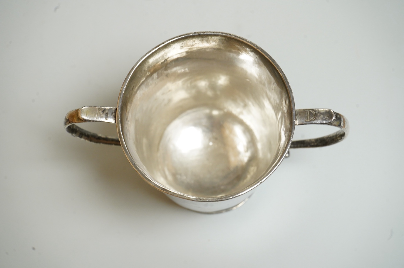 A George II silver two handled loving cup by William Shaw II & William Priest, London, 1753, height 89mm, 5oz.